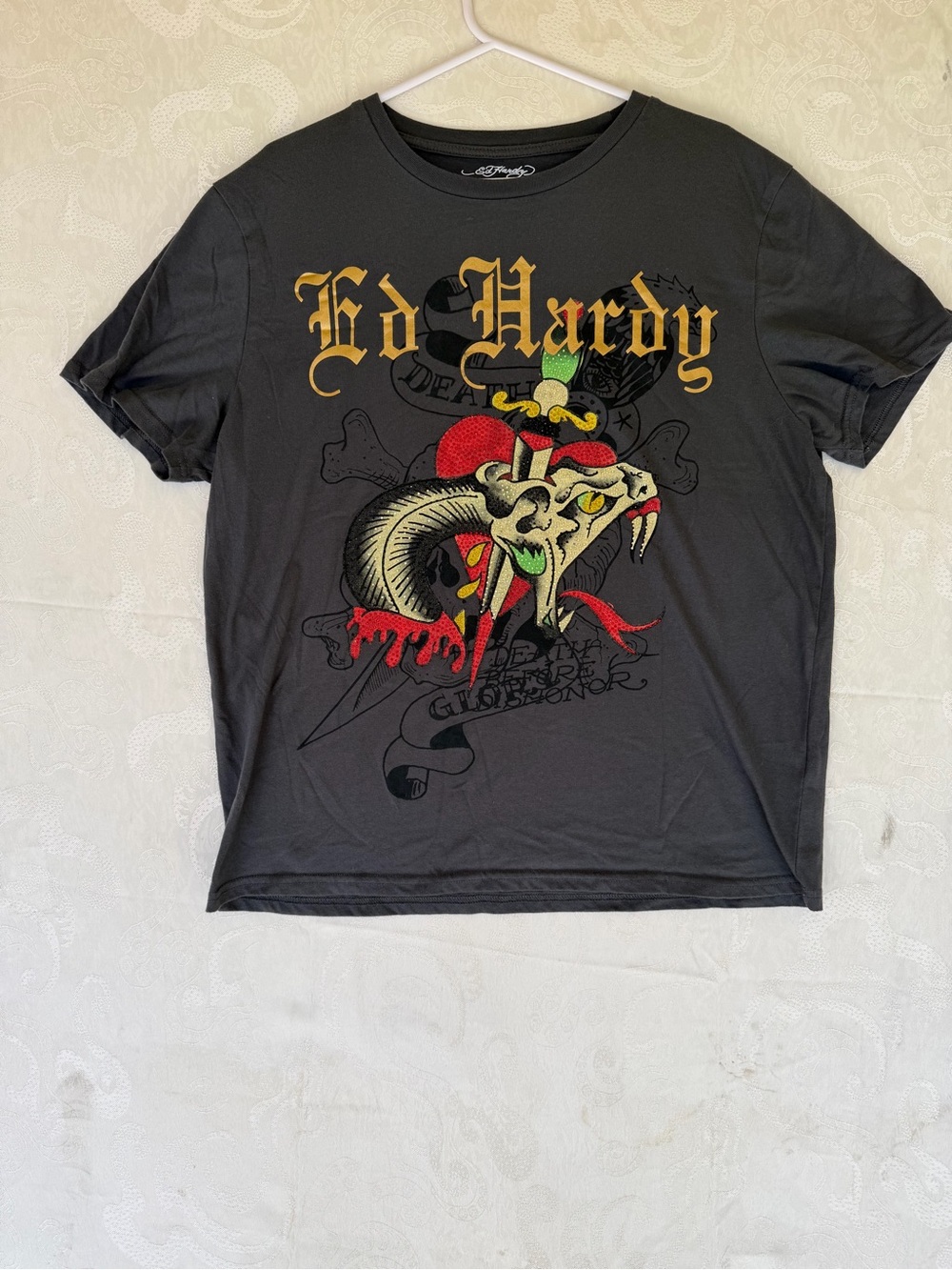 Ed Hardy Black Short-Sleeve Skull & Snake Graphic Tee